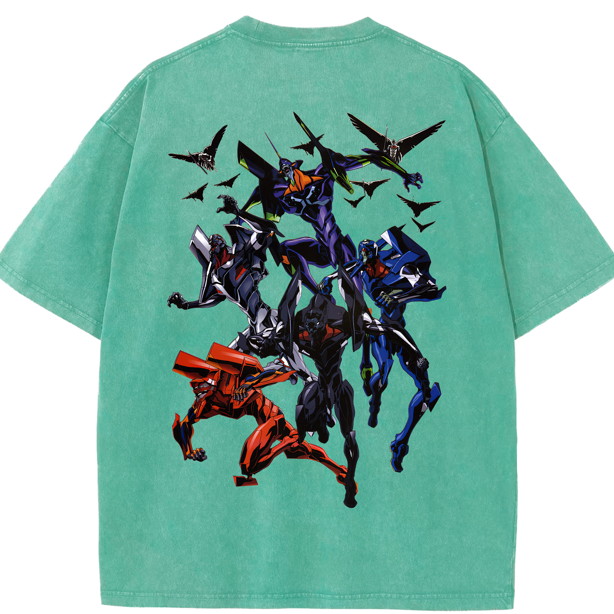 （画像用） EVA 新世紀エヴァンゲリオン 綿100% ヴィンテージ風 半袖Tシャツ（背面プリント）